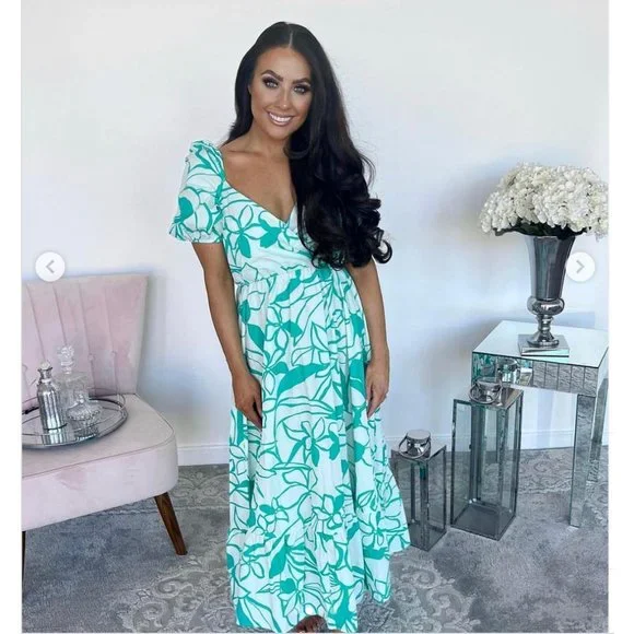 green flower dress zara The Zara Blue & Green Floral Dress